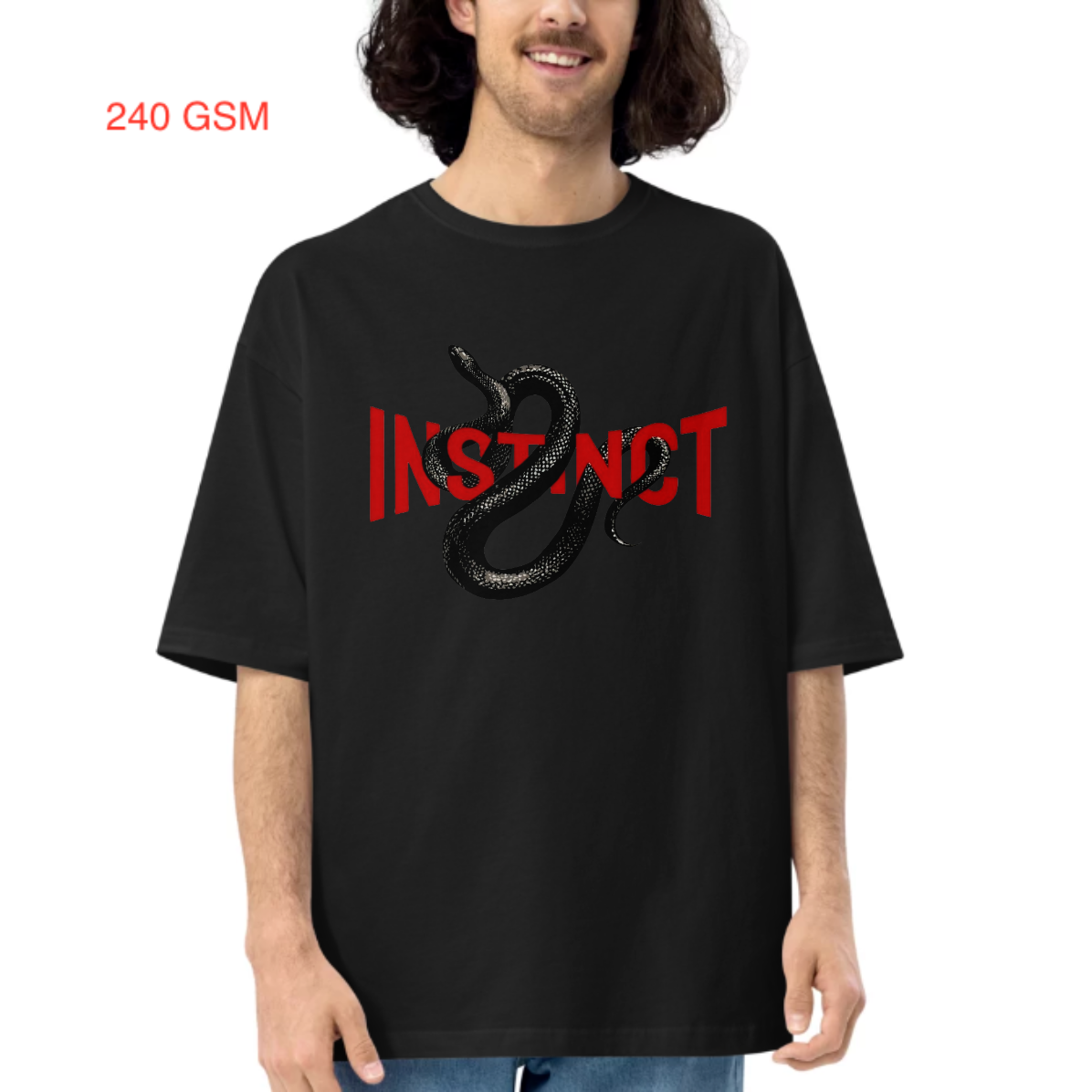 Instinct - Unisex Oversized T-shirt - 240 GSM - French Terry Cotton