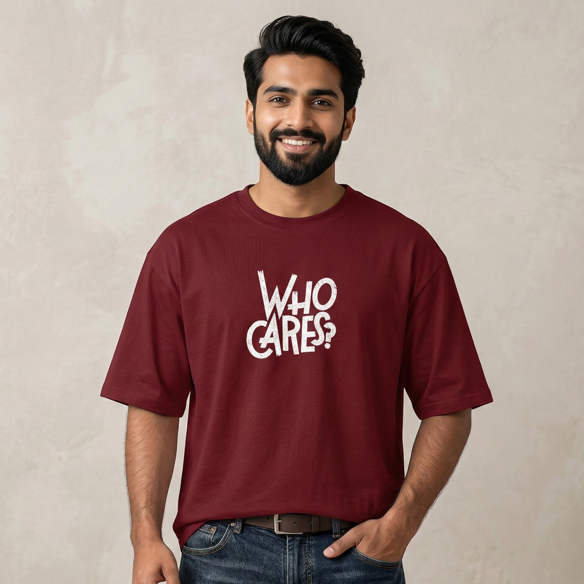 Who Cares? - Unisex Oversized T-shirt - 240 GSM - French Terry Cotton