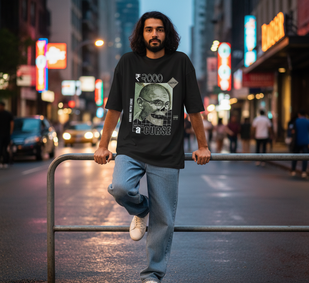 Money a Curse - Unisex Oversized T-shirt - 240 GSM - French Terry Cotton