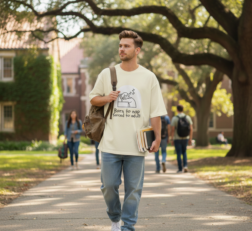 Born to Nap forced to Adult - Unisex Oversized T-shirt - 240 GSM - French Terry Cotton