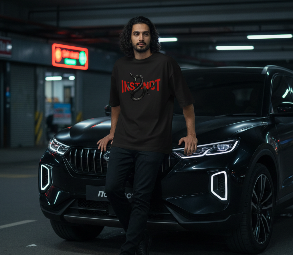 Instinct - Unisex Oversized T-shirt - 240 GSM - French Terry Cotton